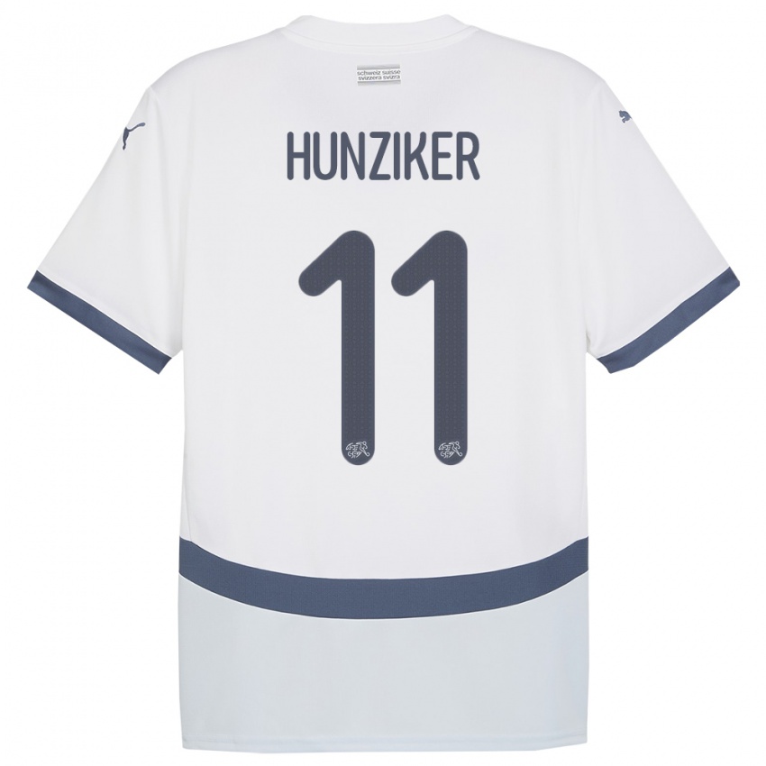 Heren Zwitserland Andrin Hunziker #11 Wit Uitshirt Uittenue 24-26 T-Shirt