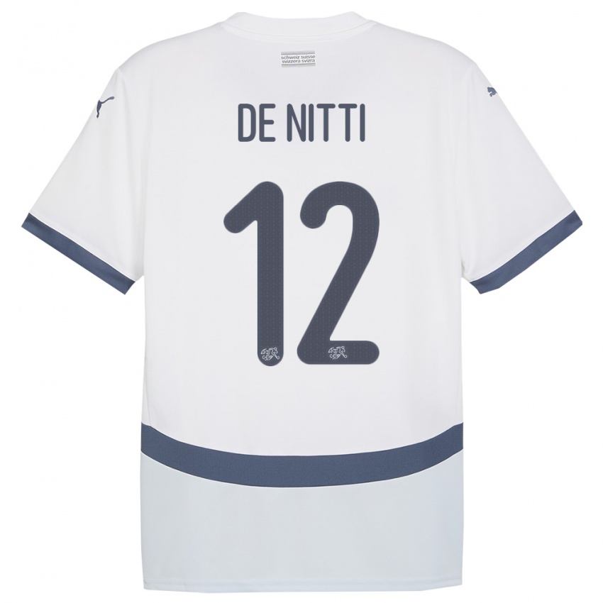 Heren Zwitserland Gianni De Nitti #12 Wit Uitshirt Uittenue 24-26 T-Shirt