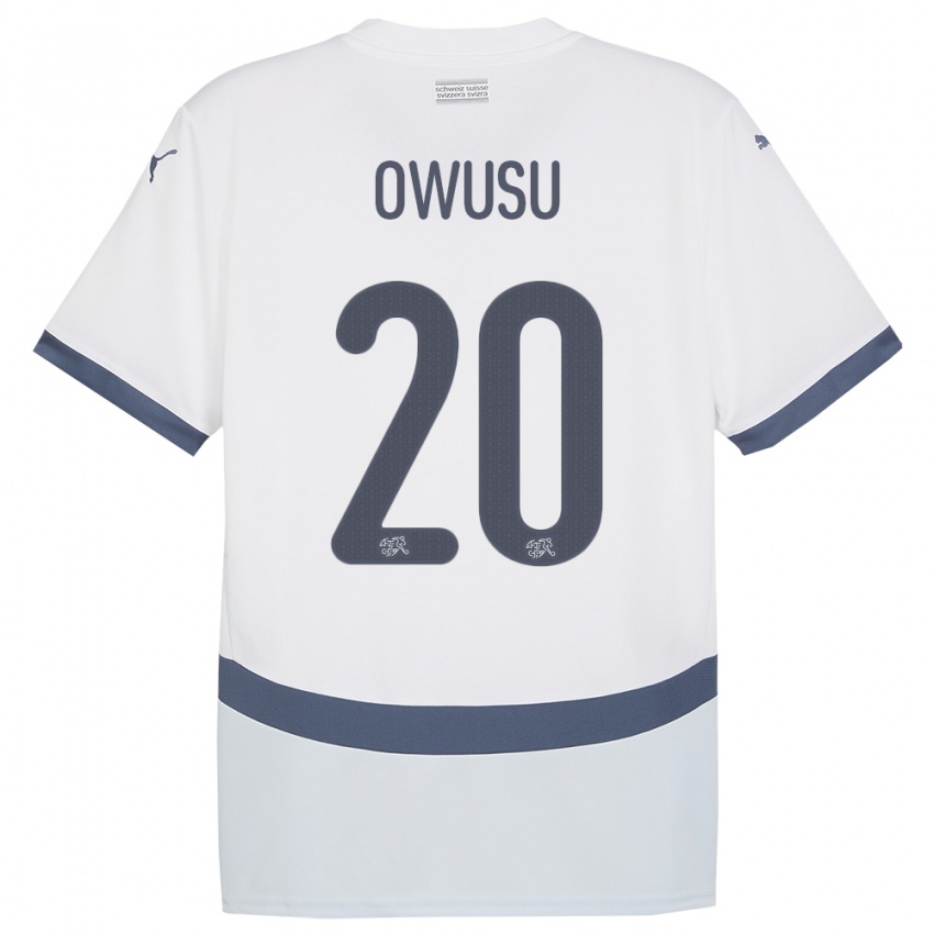 Heren Zwitserland Tyron Owusu #20 Wit Uitshirt Uittenue 24-26 T-Shirt