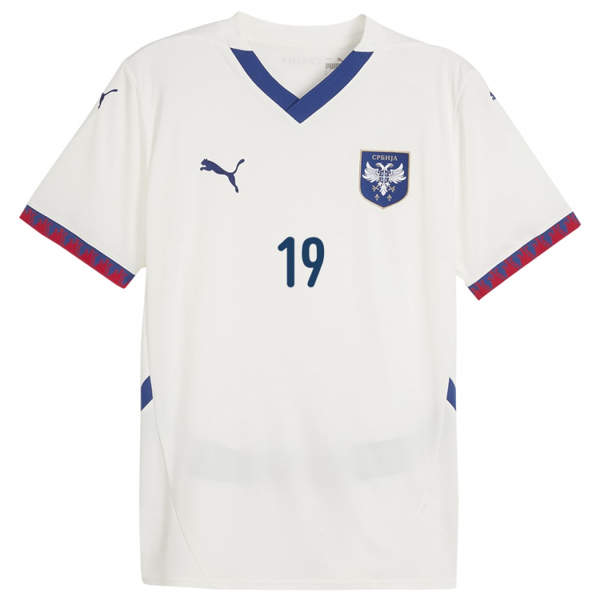 Heren Servië Nina Matejic #19 Wit Uitshirt Uittenue 24-26 T-Shirt