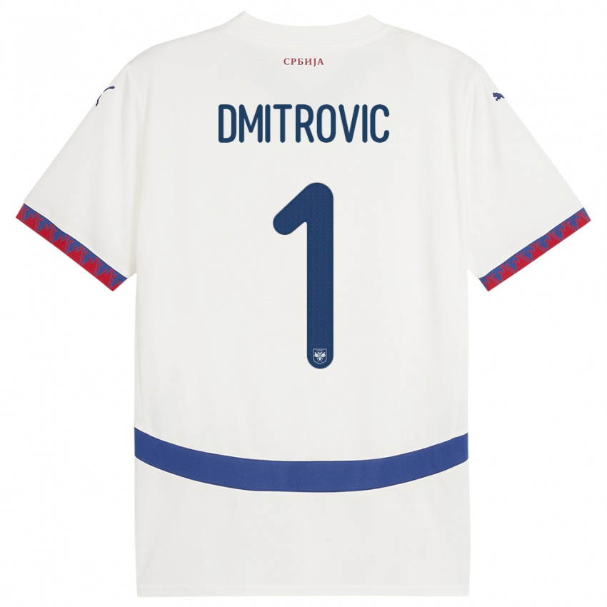 Heren Servië Marko Dmitrovic #1 Wit Uitshirt Uittenue 24-26 T-Shirt