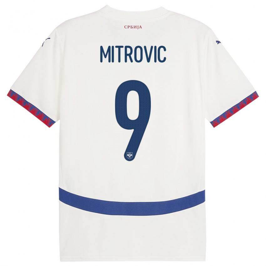 Heren Servië Aleksandar Mitrovic #9 Wit Uitshirt Uittenue 24-26 T-Shirt