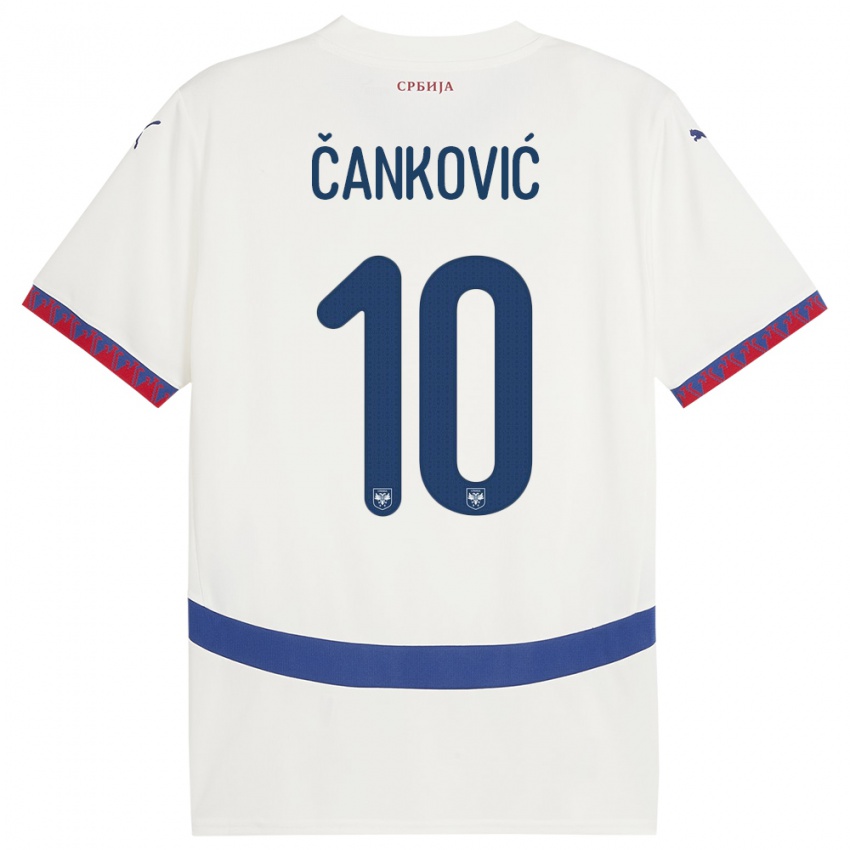 Heren Servië Jelena Cankovic #10 Wit Uitshirt Uittenue 24-26 T-Shirt