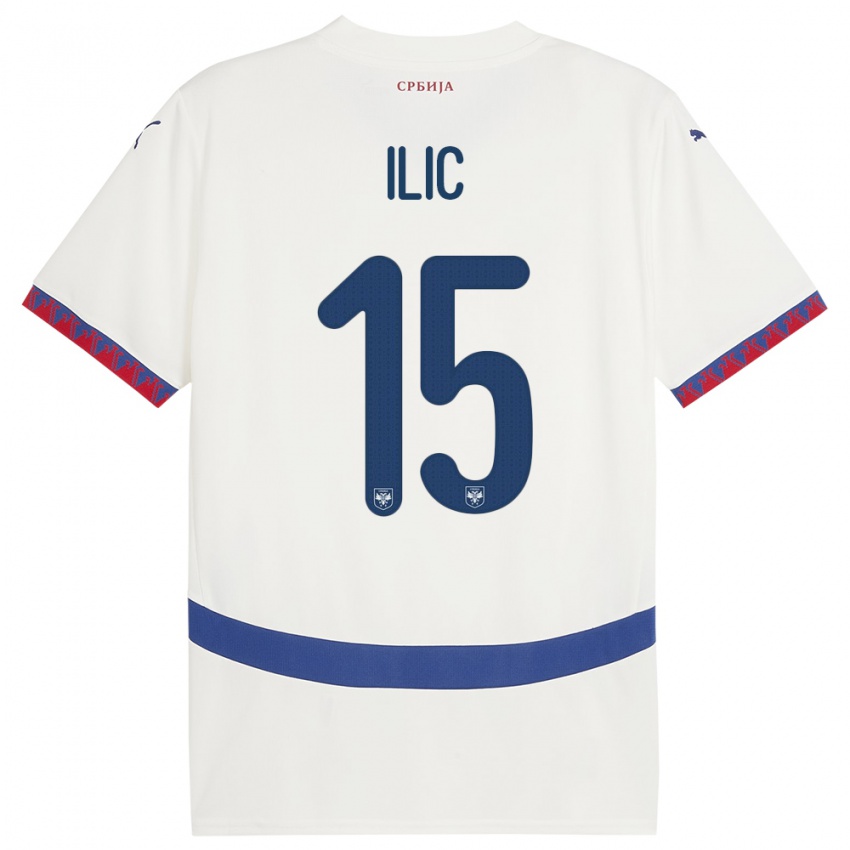 Heren Servië Mihajlo Ilic #15 Wit Uitshirt Uittenue 24-26 T-Shirt