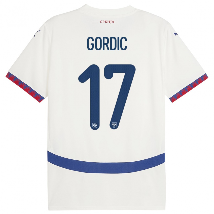 Heren Servië Djordje Gordic #17 Wit Uitshirt Uittenue 24-26 T-Shirt