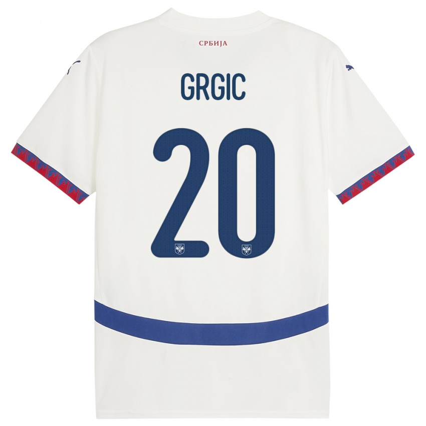 Heren Servië Dario Grgic #20 Wit Uitshirt Uittenue 24-26 T-Shirt