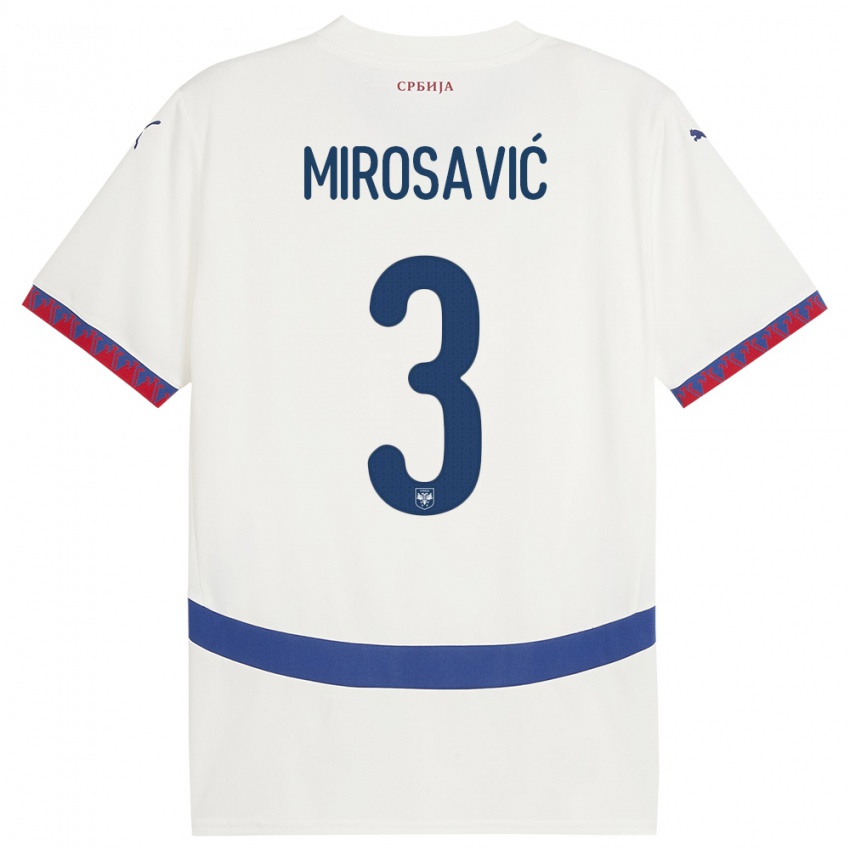 Heren Servië Veljko Mirosavic #3 Wit Uitshirt Uittenue 24-26 T-Shirt