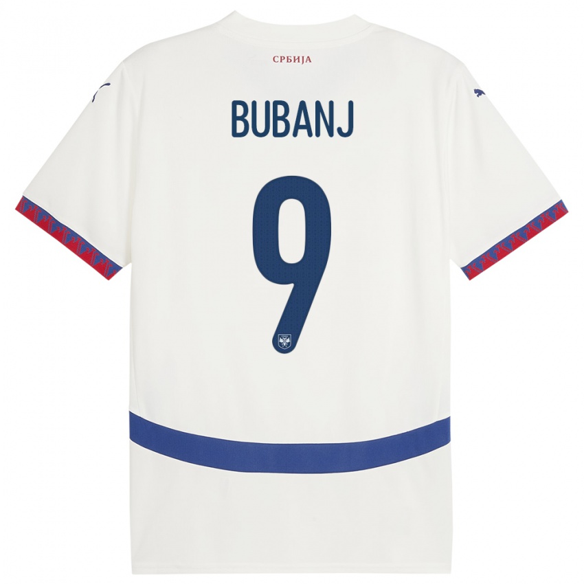 Heren Servië Mateja Bubanj #9 Wit Uitshirt Uittenue 24-26 T-Shirt