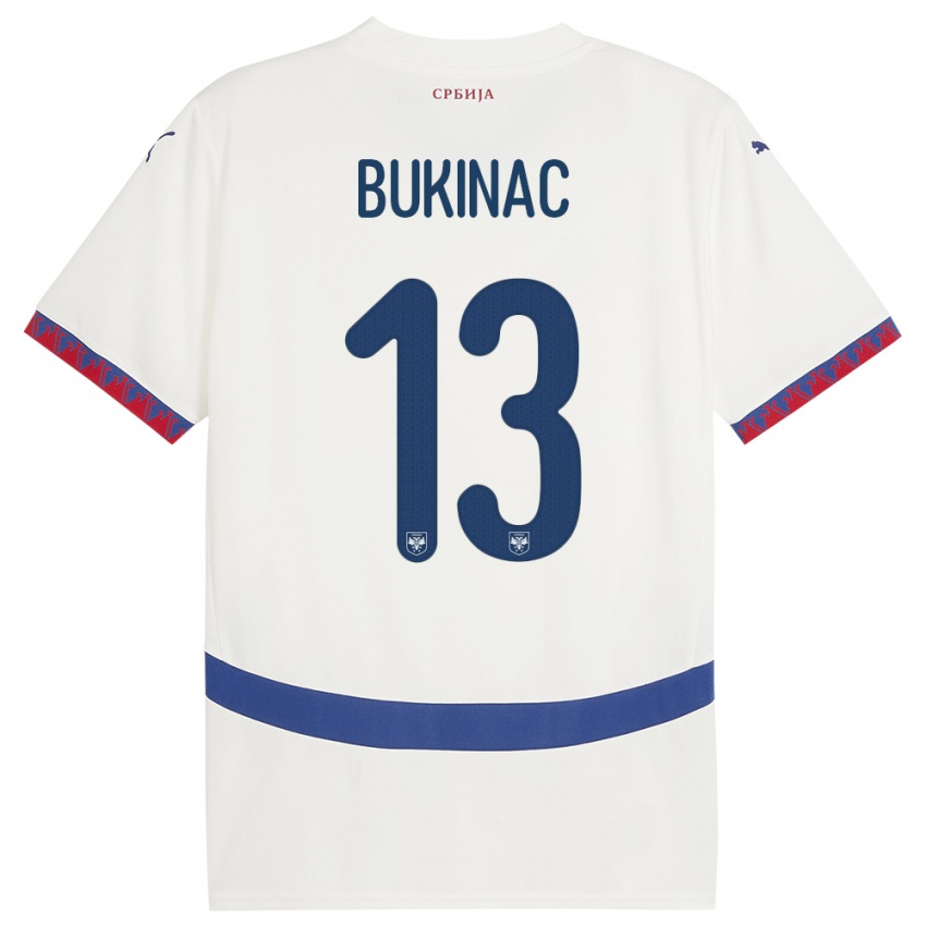 Heren Servië Stefan Bukinac #13 Wit Uitshirt Uittenue 24-26 T-Shirt