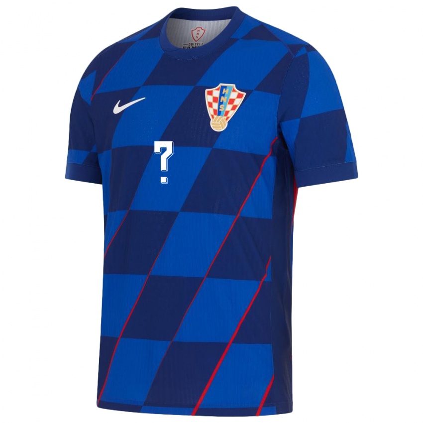 Heren Kroatië Uw Naam #0 Blauw Uitshirt Uittenue 24-26 T-Shirt