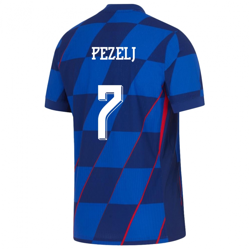 Heren Kroatië Petra Pezelj #7 Blauw Uitshirt Uittenue 24-26 T-Shirt