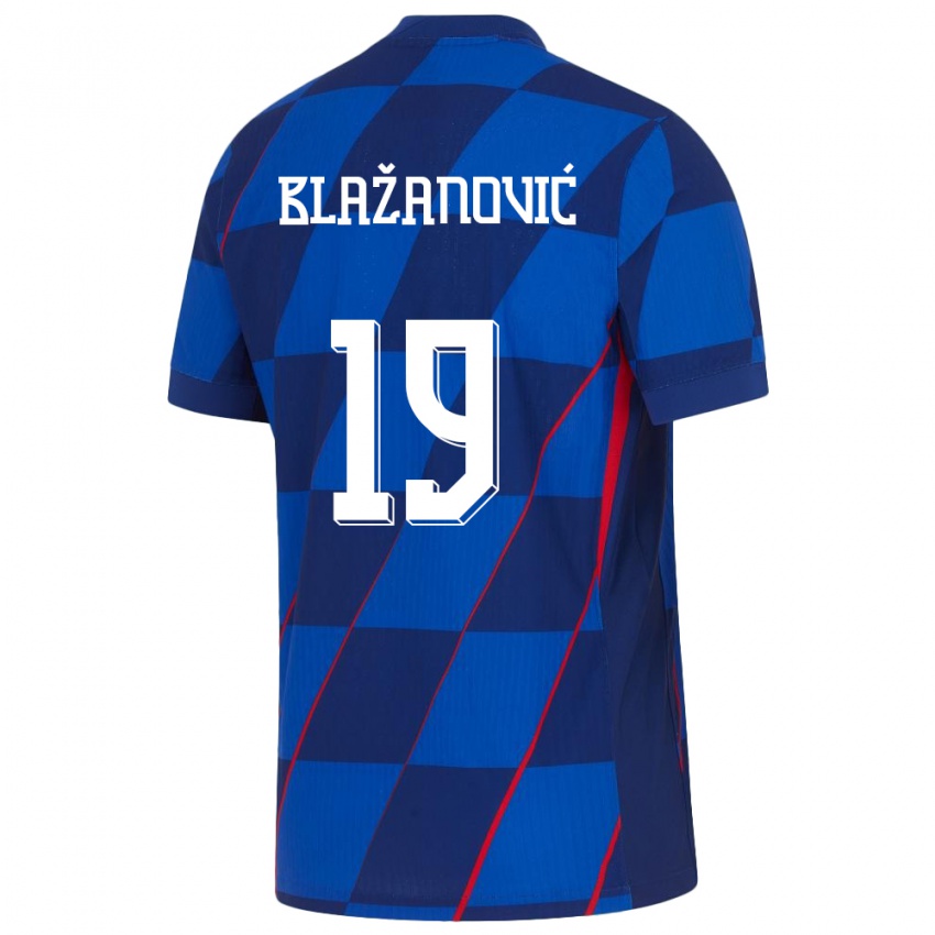 Heren Kroatië Antonio Blazanovic #19 Blauw Uitshirt Uittenue 24-26 T-Shirt