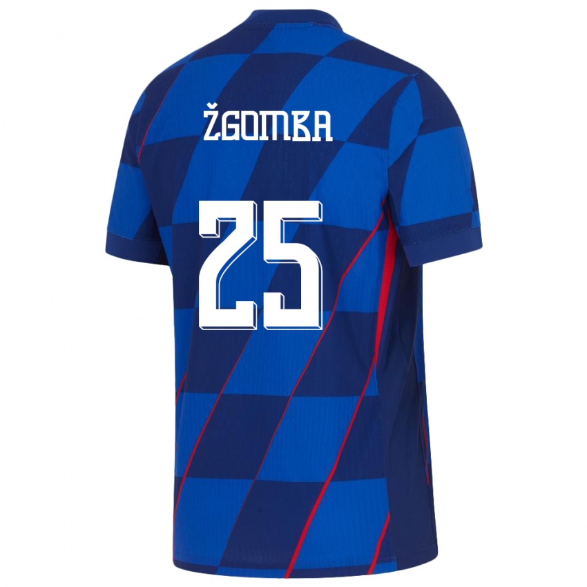 Heren Kroatië Marin Zgomba #25 Blauw Uitshirt Uittenue 24-26 T-Shirt