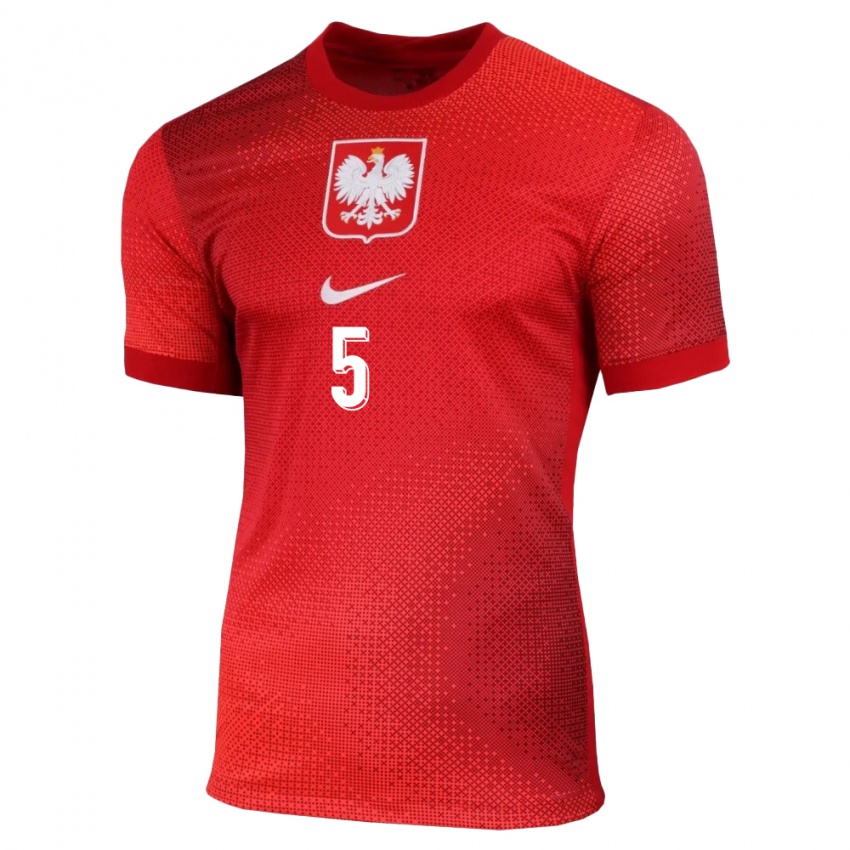 Heren Polen Jan Bednarek #5 Rood Uitshirt Uittenue 24-26 T-Shirt