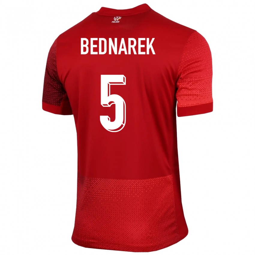 Heren Polen Jan Bednarek #5 Rood Uitshirt Uittenue 24-26 T-Shirt