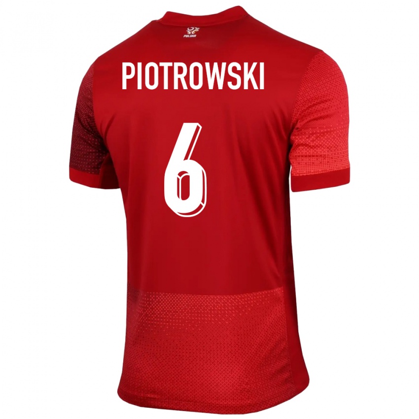 Heren Polen Jakub Piotrowski #6 Rood Uitshirt Uittenue 24-26 T-Shirt