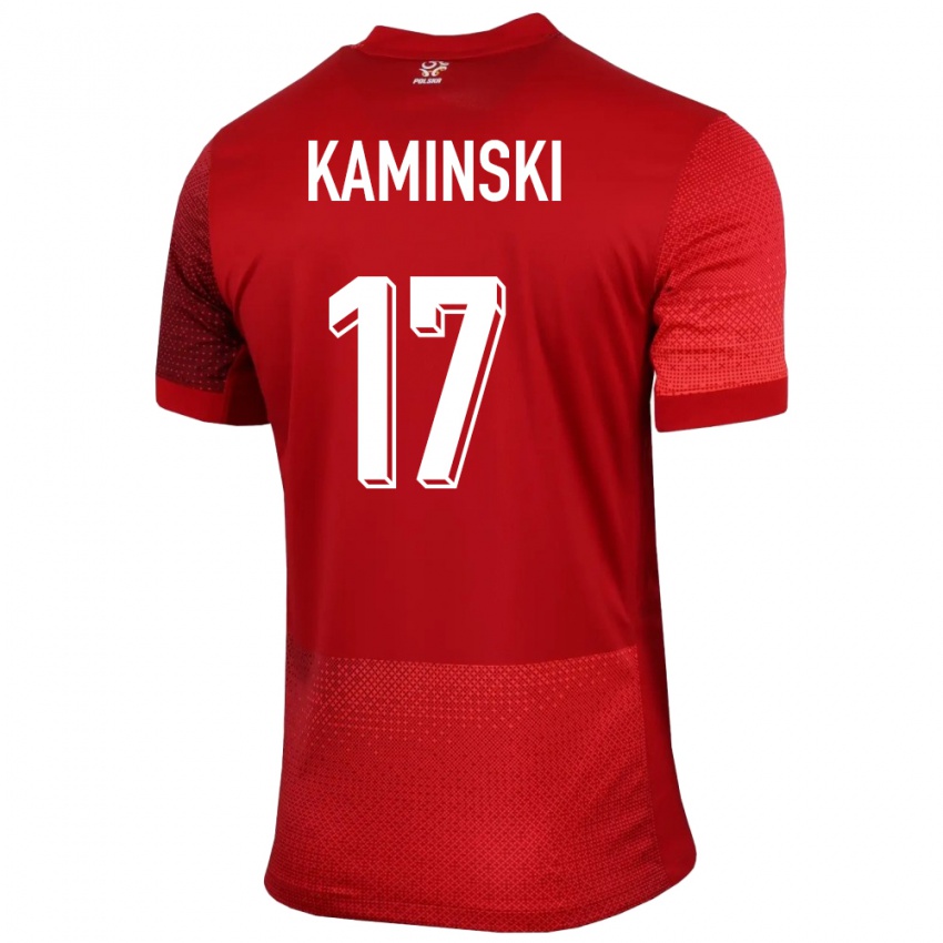 Heren Polen Jakub Kaminski #17 Rood Uitshirt Uittenue 24-26 T-Shirt