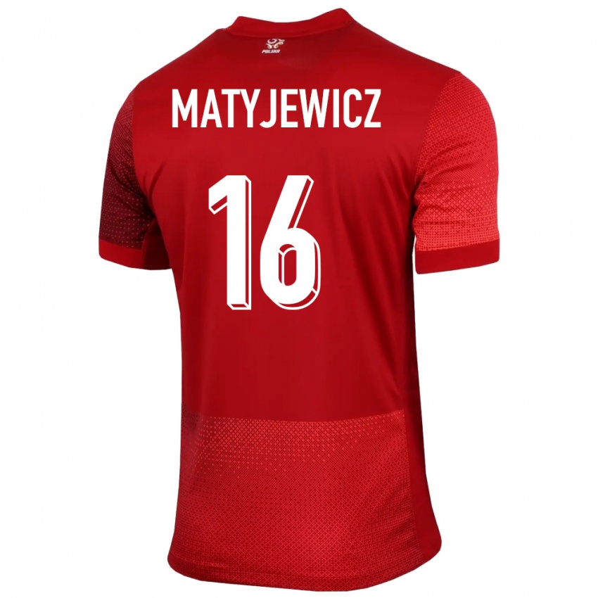 Heren Polen Wiktor Matyjewicz #16 Rood Uitshirt Uittenue 24-26 T-Shirt