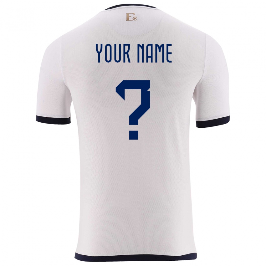 Heren Ecuador Uw Naam #0 Wit Uitshirt Uittenue 24-26 T-Shirt