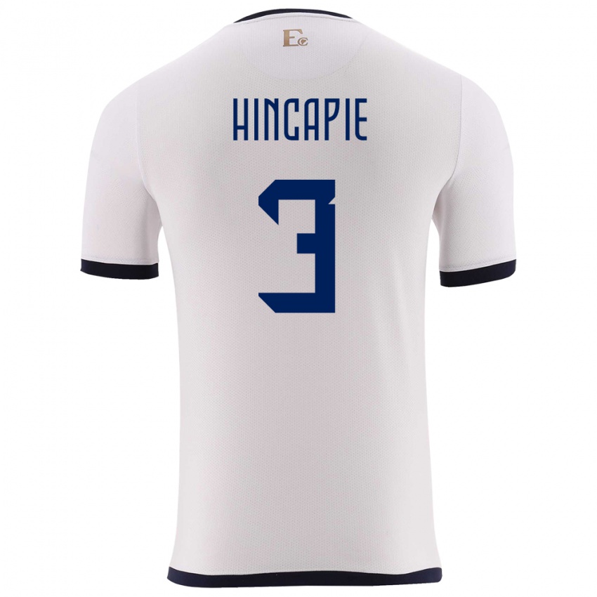 Heren Ecuador Piero Hincapie #3 Wit Uitshirt Uittenue 24-26 T-Shirt