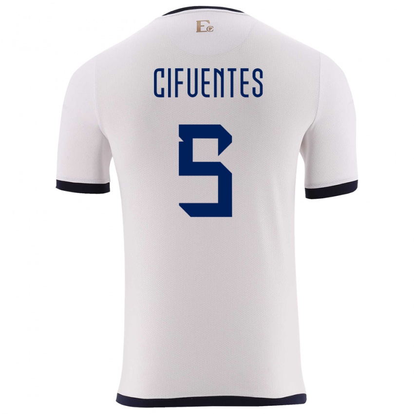 Heren Ecuador Jose Cifuentes #5 Wit Uitshirt Uittenue 24-26 T-Shirt