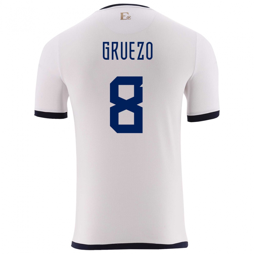 Heren Ecuador Carlos Gruezo #8 Wit Uitshirt Uittenue 24-26 T-Shirt