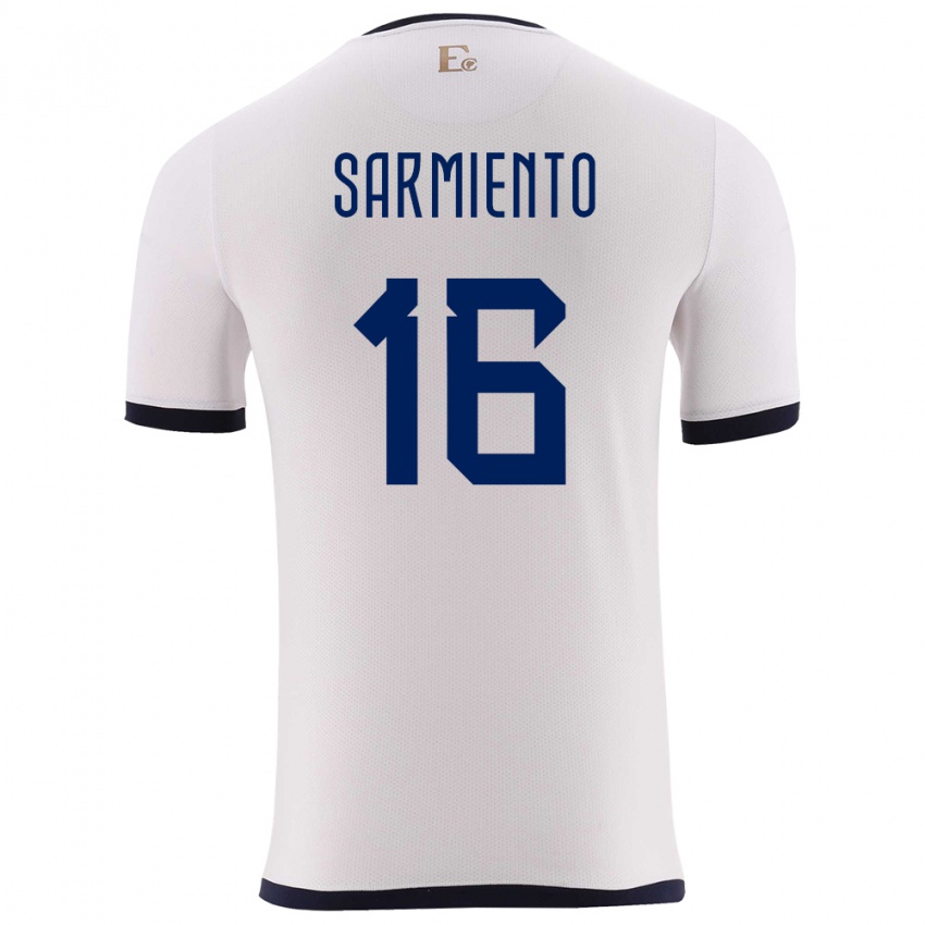 Heren Ecuador Jeremy Sarmiento #16 Wit Uitshirt Uittenue 24-26 T-Shirt