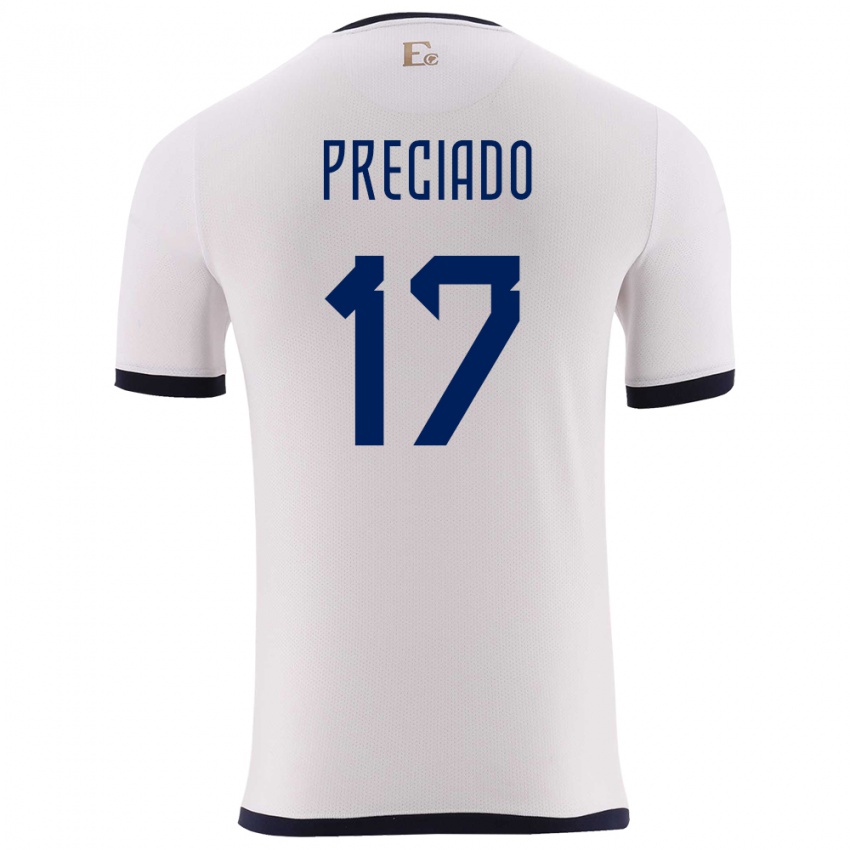 Heren Ecuador Angelo Preciado #17 Wit Uitshirt Uittenue 24-26 T-Shirt