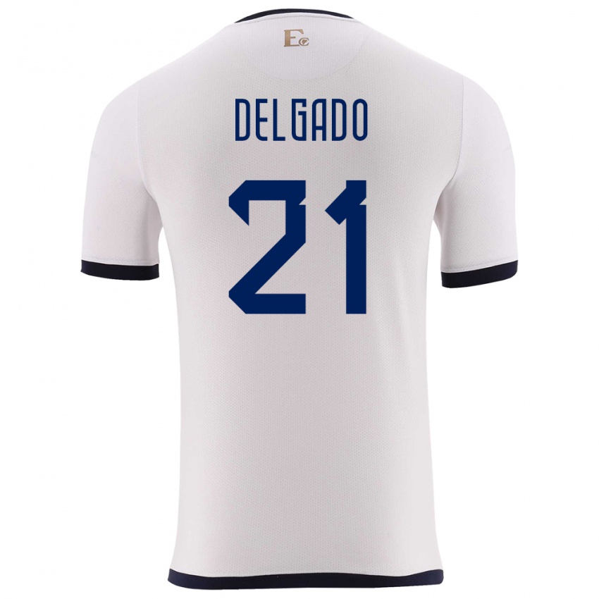 Heren Ecuador Patrickson Delgado #21 Wit Uitshirt Uittenue 24-26 T-Shirt