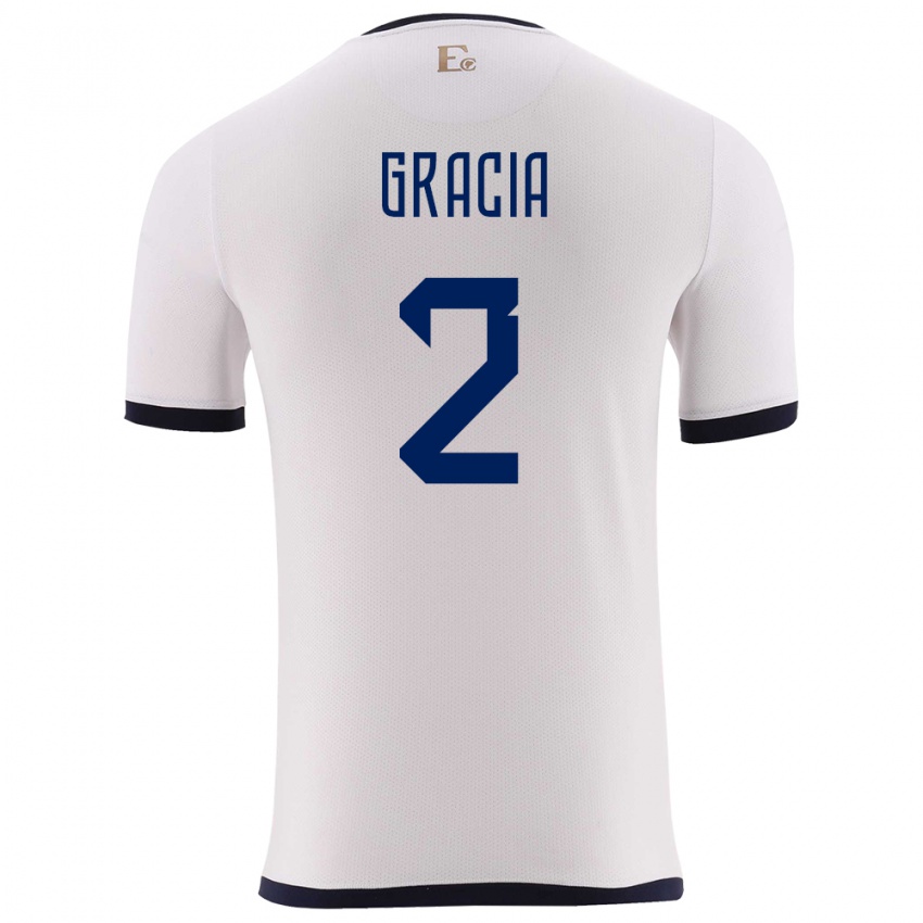 Heren Ecuador Ericka Gracia #2 Wit Uitshirt Uittenue 24-26 T-Shirt