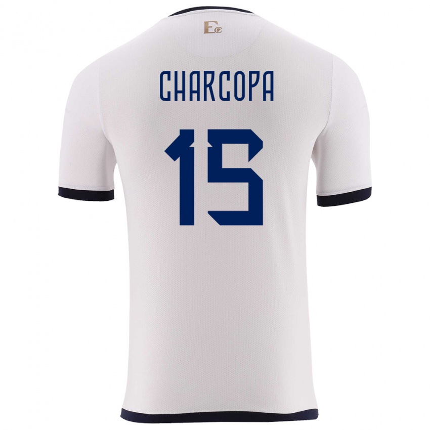 Heren Ecuador Nicole Charcopa #15 Wit Uitshirt Uittenue 24-26 T-Shirt