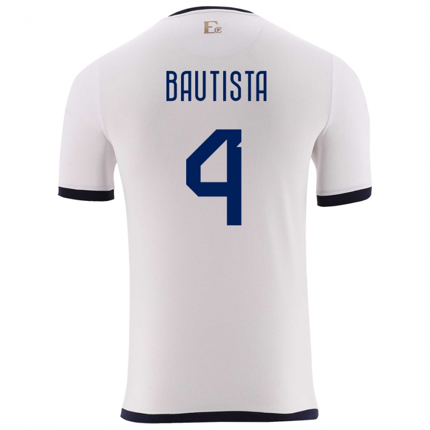 Heren Ecuador Davis Bautista #4 Wit Uitshirt Uittenue 24-26 T-Shirt