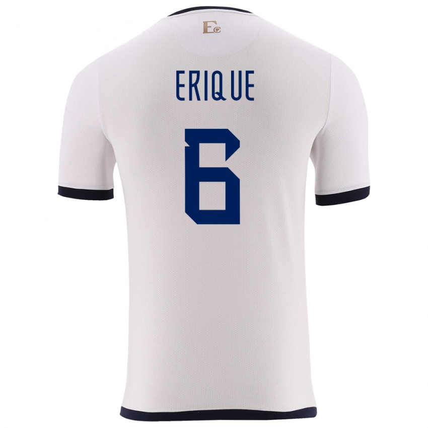 Heren Ecuador Yeltzin Erique #6 Wit Uitshirt Uittenue 24-26 T-Shirt
