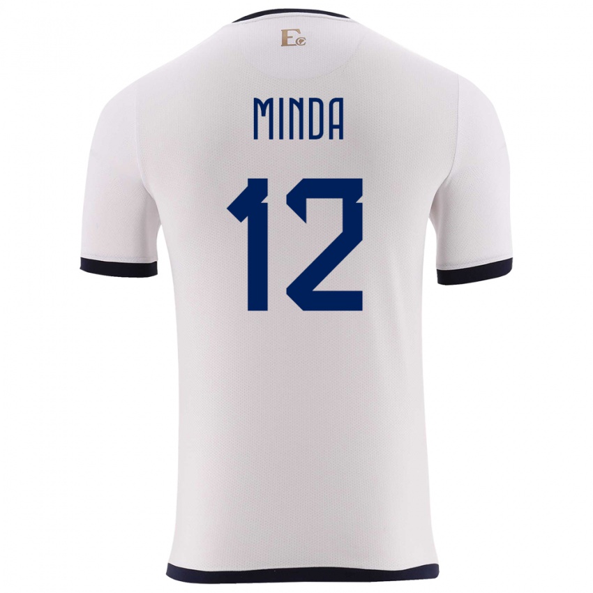 Heren Ecuador Ethan Minda #12 Wit Uitshirt Uittenue 24-26 T-Shirt