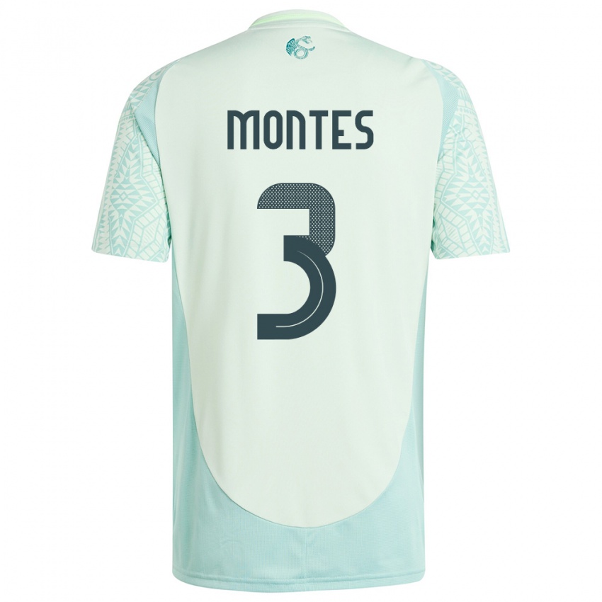 Heren Mexico Cesar Montes #3 Linnen Groen Uitshirt Uittenue 24-26 T-Shirt