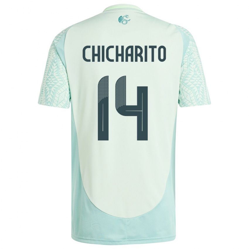 Heren Mexico Chicharito #14 Linnen Groen Uitshirt Uittenue 24-26 T-Shirt