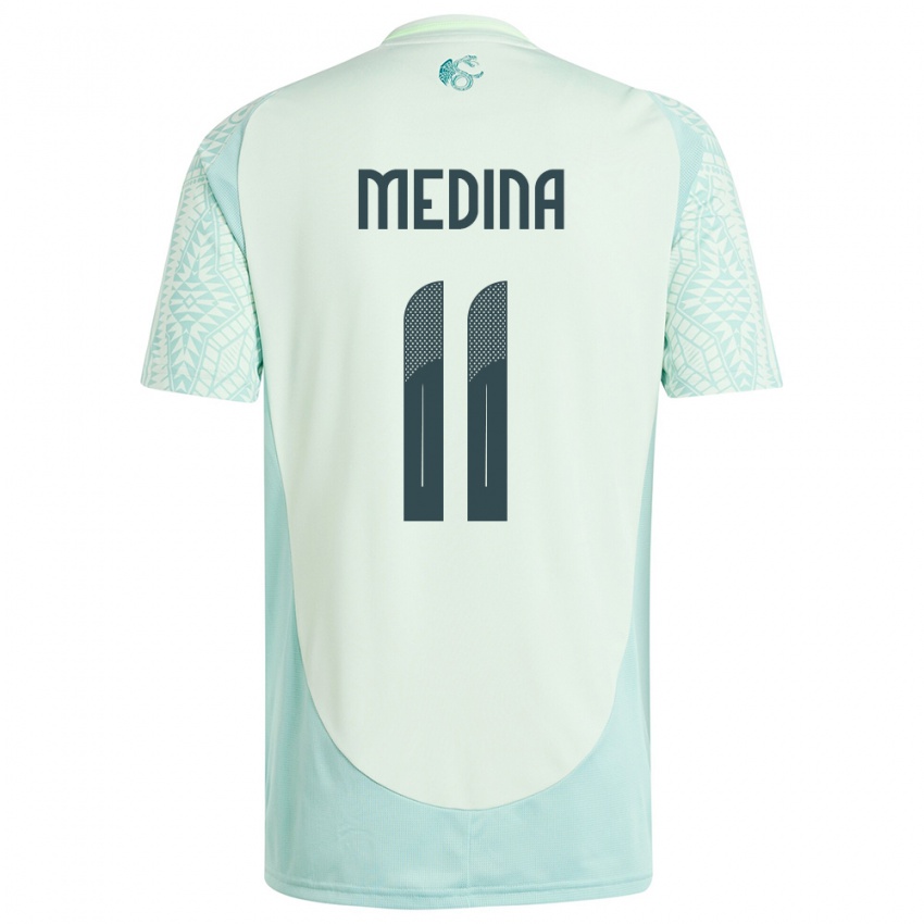 Heren Mexico Diego Medina #11 Linnen Groen Uitshirt Uittenue 24-26 T-Shirt