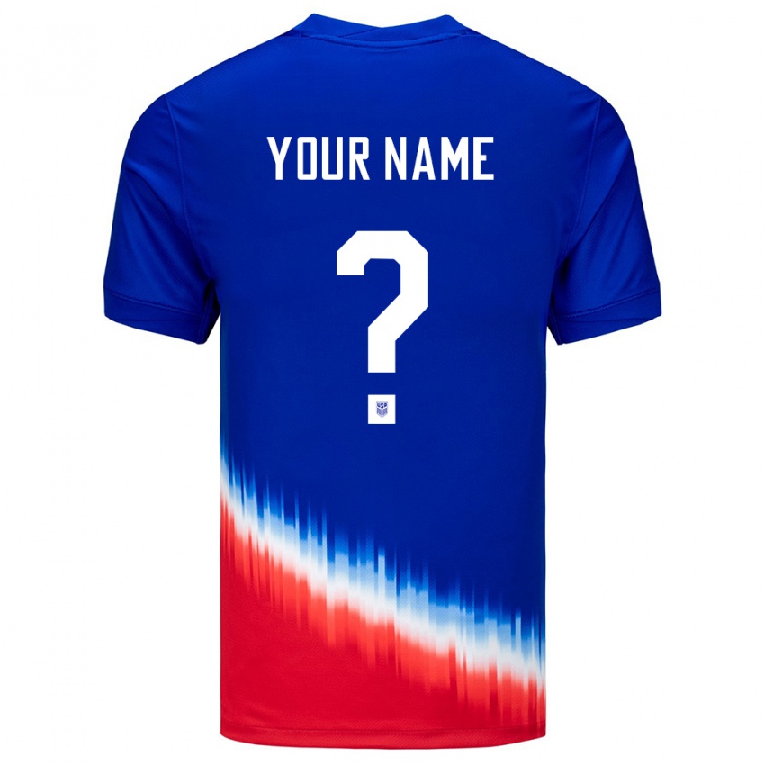 Heren Verenigde Staten Uw Naam #0 Blauw Uitshirt Uittenue 24-26 T-Shirt