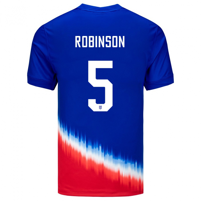 Heren Verenigde Staten Antonee Robinson #5 Blauw Uitshirt Uittenue 24-26 T-Shirt