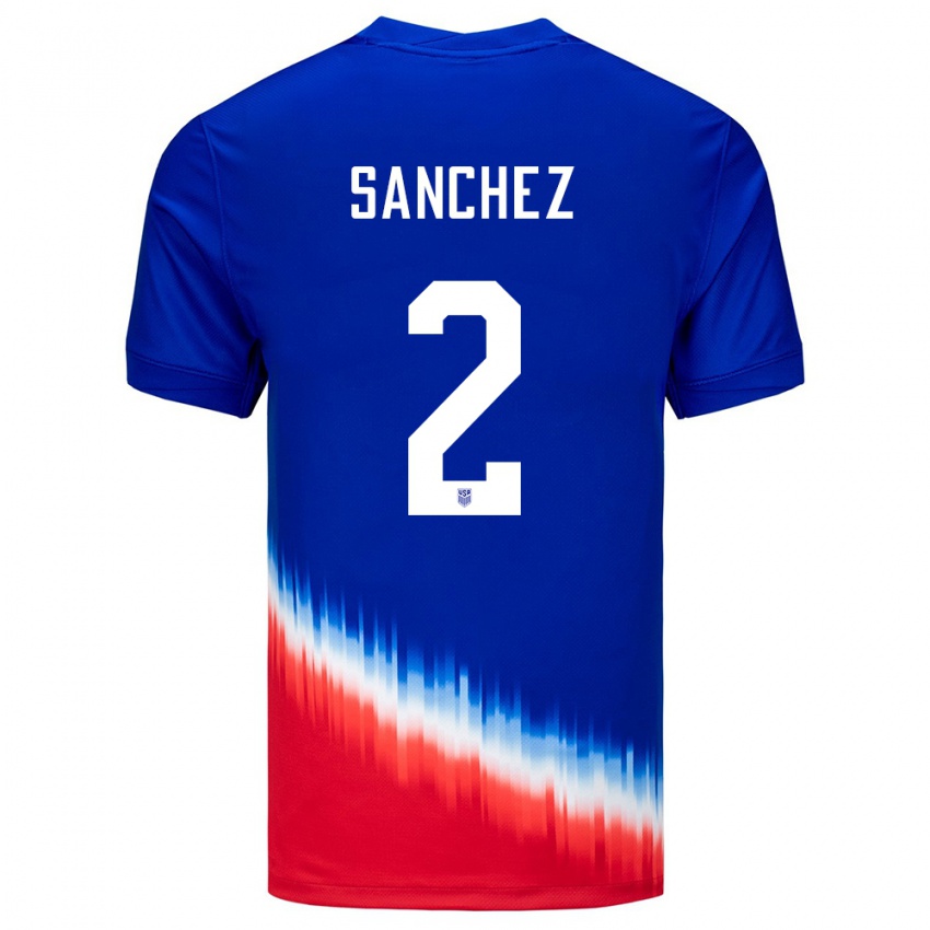 Heren Verenigde Staten Ashley Sanchez #2 Blauw Uitshirt Uittenue 24-26 T-Shirt