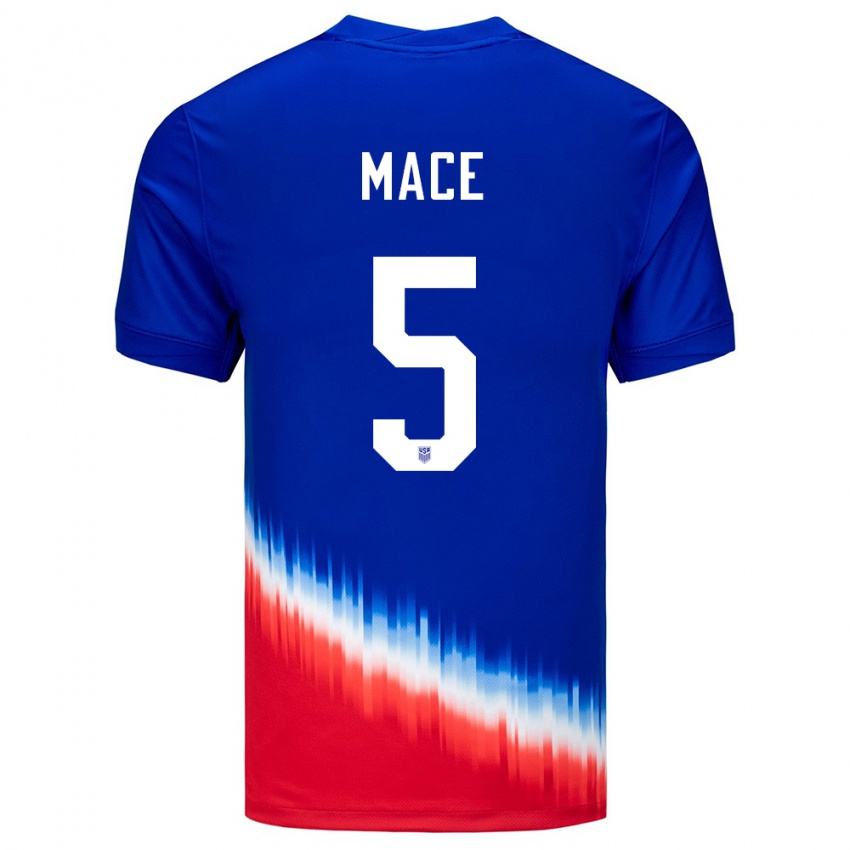 Heren Verenigde Staten Hailie Mace #5 Blauw Uitshirt Uittenue 24-26 T-Shirt
