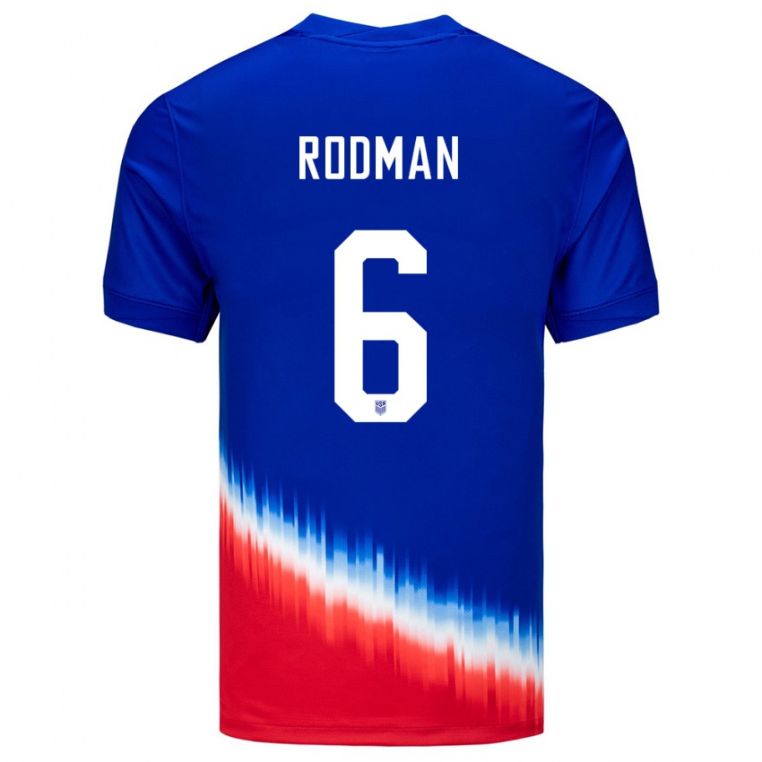 Heren Verenigde Staten Trinity Rodman #6 Blauw Uitshirt Uittenue 24-26 T-Shirt