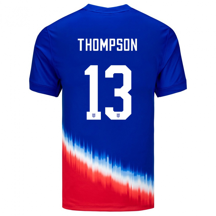Heren Verenigde Staten Alyssa Thompson #13 Blauw Uitshirt Uittenue 24-26 T-Shirt