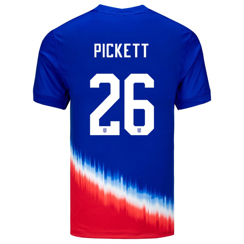 Heren Verenigde Staten Carson Pickett #26 Blauw Uitshirt Uittenue 24-26 T-Shirt