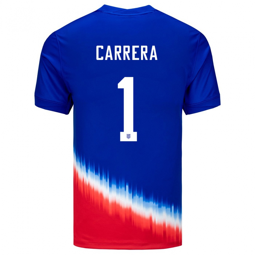 Heren Verenigde Staten Antonio Carrera #1 Blauw Uitshirt Uittenue 24-26 T-Shirt