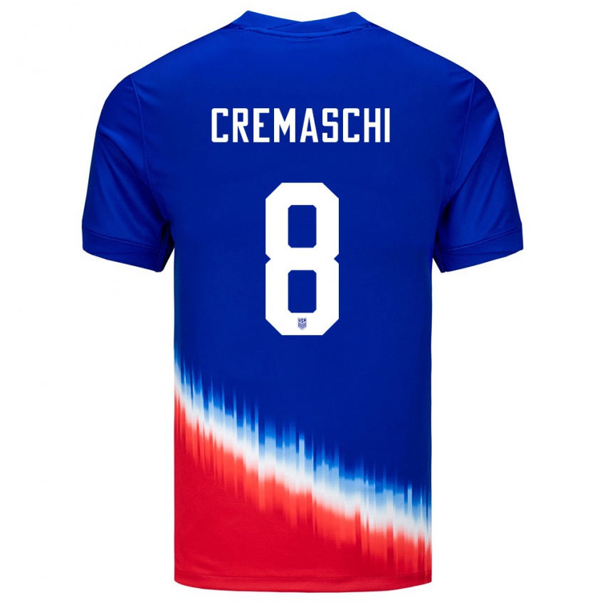 Heren Verenigde Staten Benjamin Cremaschi #8 Blauw Uitshirt Uittenue 24-26 T-Shirt