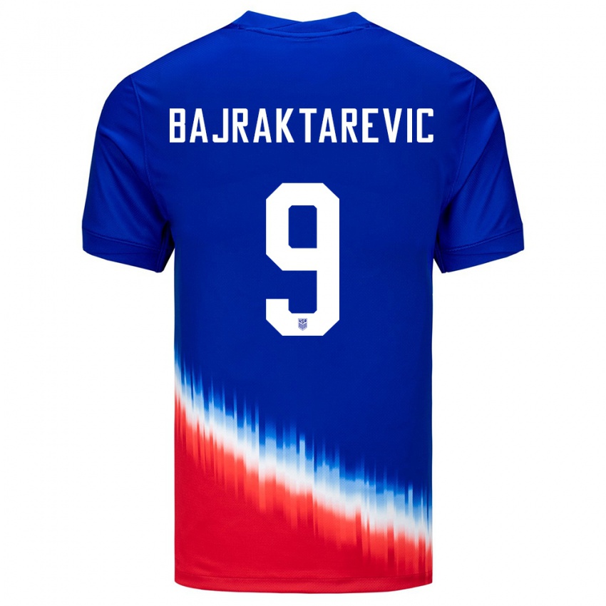 Heren Verenigde Staten Esmir Bajraktarevic #9 Blauw Uitshirt Uittenue 24-26 T-Shirt