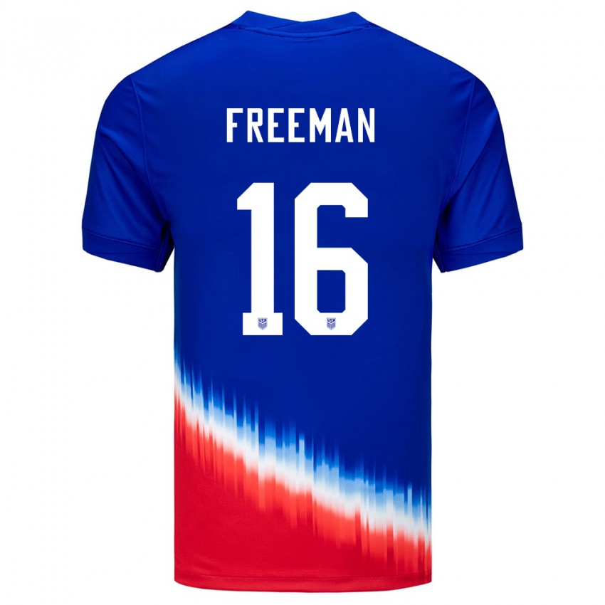 Heren Verenigde Staten Alex Freeman #16 Blauw Uitshirt Uittenue 24-26 T-Shirt