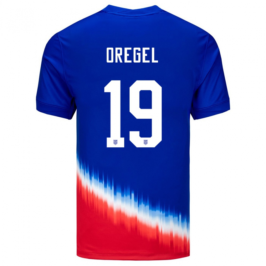 Heren Verenigde Staten Sergio Oregel #19 Blauw Uitshirt Uittenue 24-26 T-Shirt