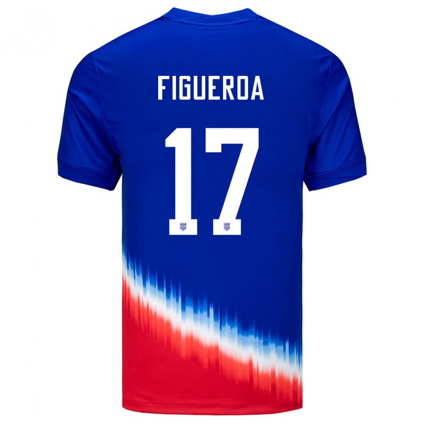 Heren Verenigde Staten Keyrol Figueroa #17 Blauw Uitshirt Uittenue 24-26 T-Shirt